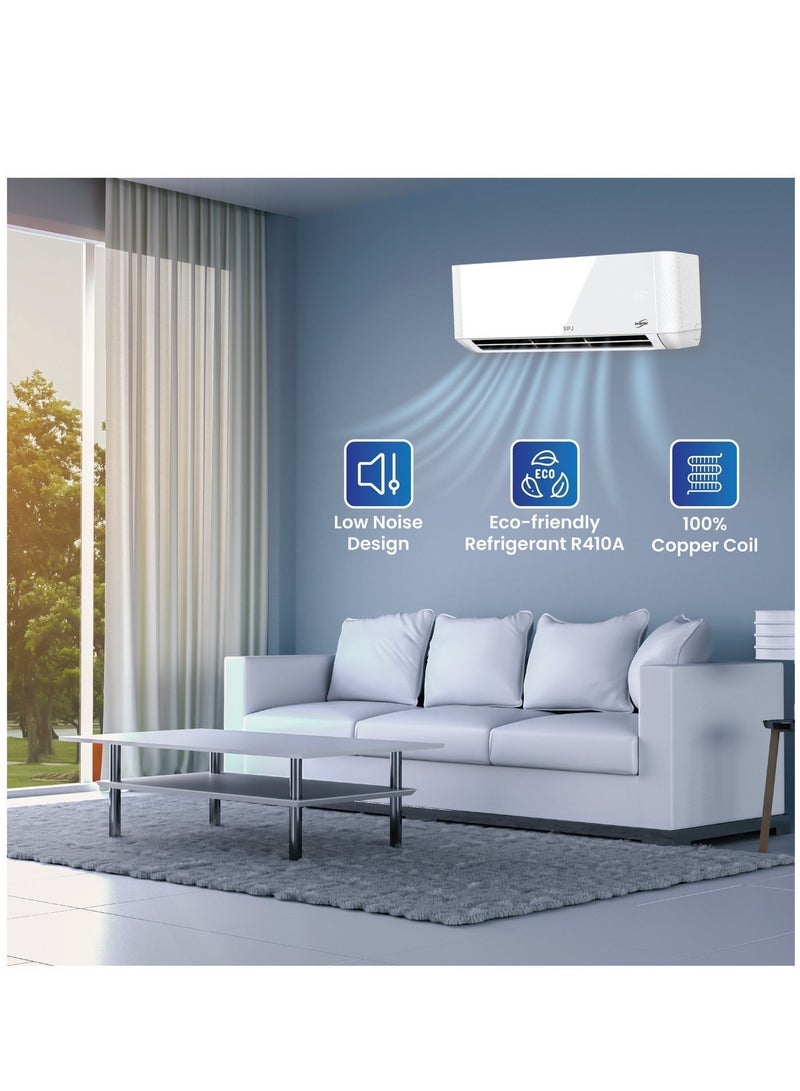 اس بي جي مكيف هواء SPJ 2 طن، مكيف هواء سبليت عاكس، 24000 وحدة حرارية بريطانية، ملف نحاسي 100%، أمان معزز، ضاغط تيار مستمر T3، مبرد صديق للبيئة R410A، وضع السكون، أبيض، POLAR-INVWTW24KC - Image 4